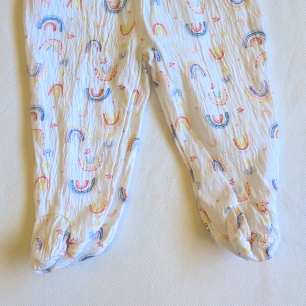 le top bebe crinkle boho rainbow print footed pants 3-6 months baby girl - Picture 3 of 5
